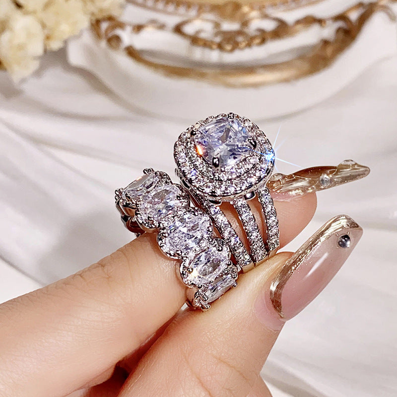 2pcs Minimalist Zirconia Wedding Band Set