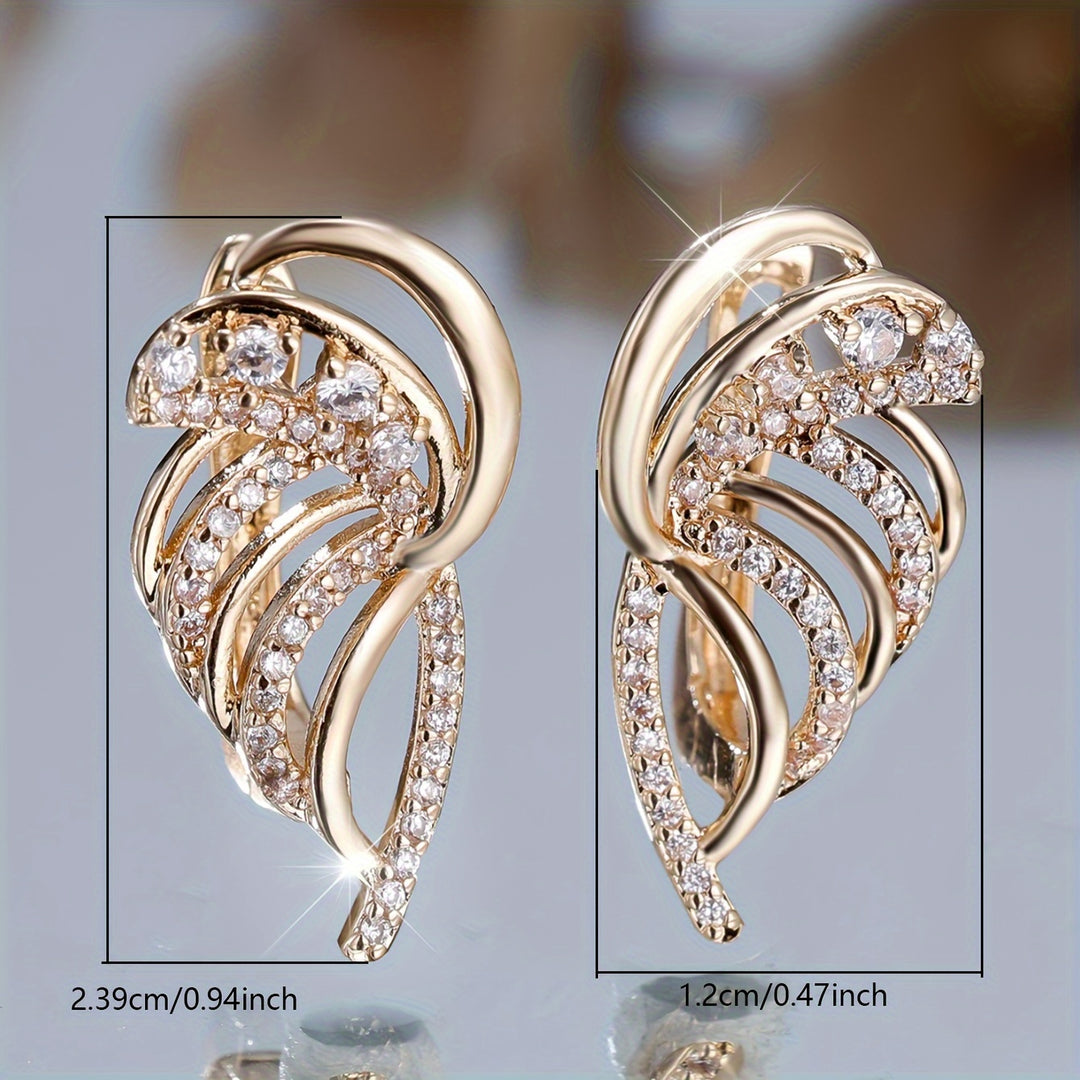 Elegant Golden Wing Design Stud Earrings