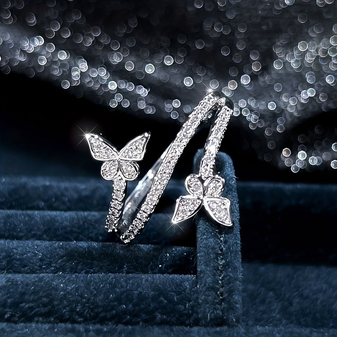 Simple Butterfly Zirconia Ring
