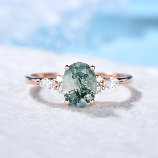 Elegant Moss Agate Ring