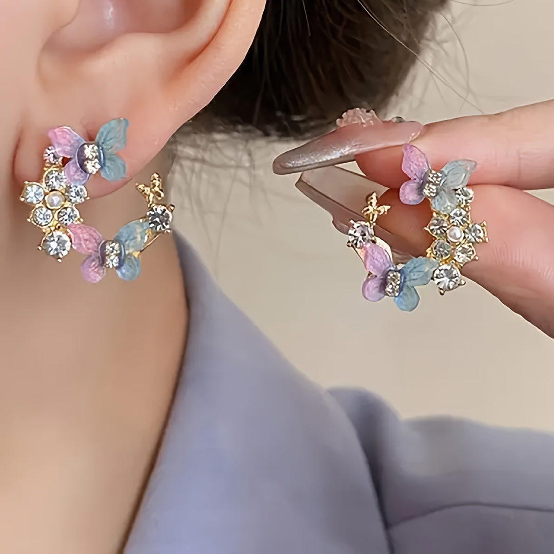 Fashionable Butterfly Rhinestones Earrings
