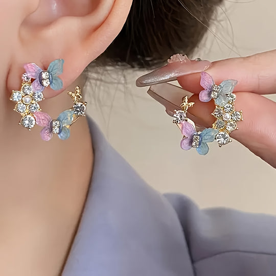 Fashionable Butterfly Rhinestones Earrings