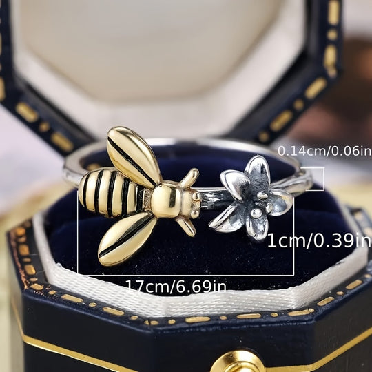 Unique Bee & Flower Ring