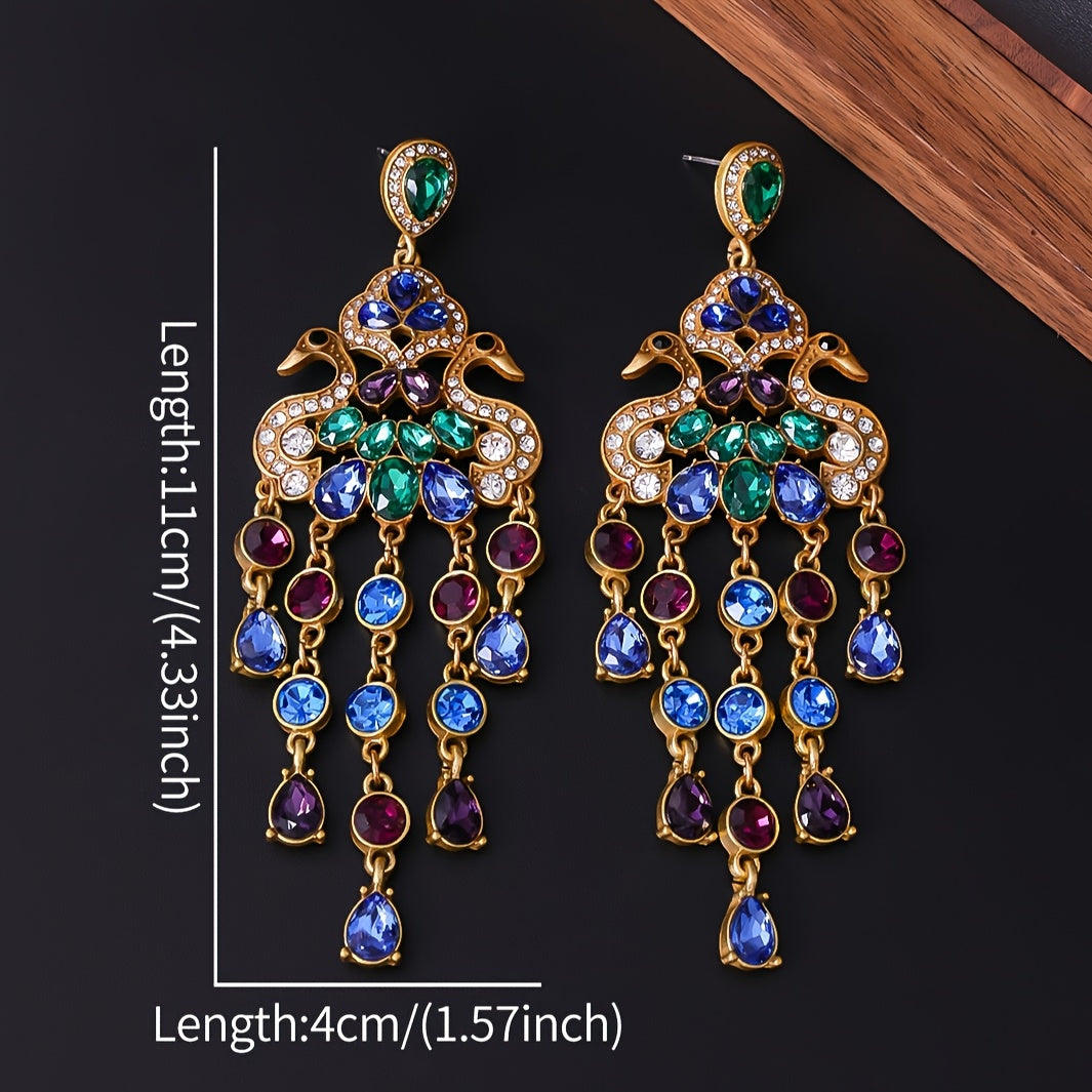 Colorful Peacock Dangle Earrings