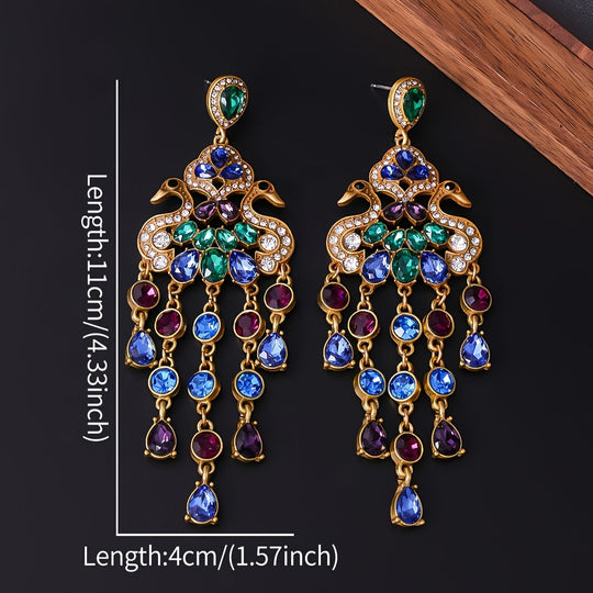 Colorful Peacock Dangle Earrings