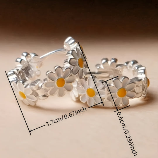 Elegant Daisy Flower Hoop Earrings