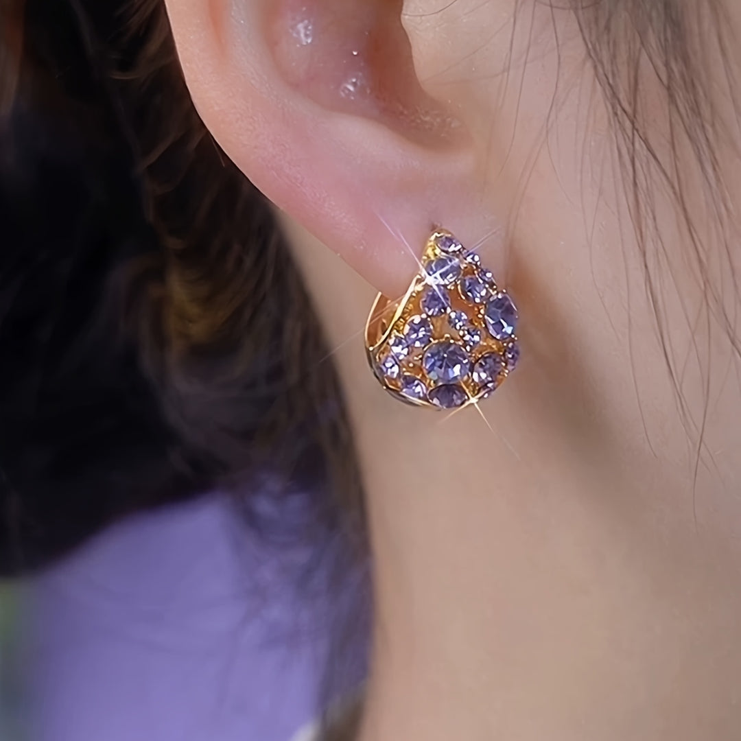 Elegant Luxurious Purple Glass & Earrings