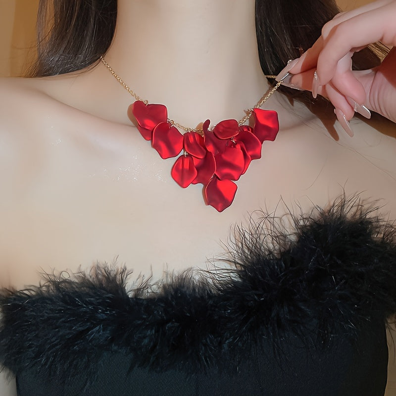 Sleek Elegant Floral Petal Tassel Necklace