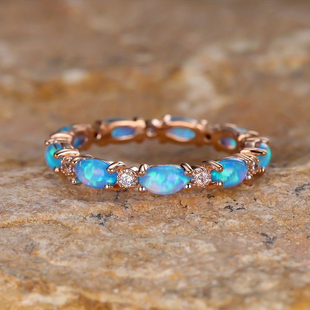 Elegant Oval Opal Zirconia Women’s Ring