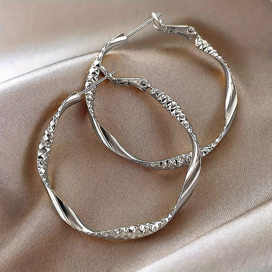 Simple Rippled Round Earrings