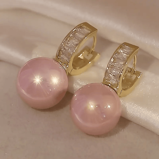 Pink Pearl Zirconia Earrings