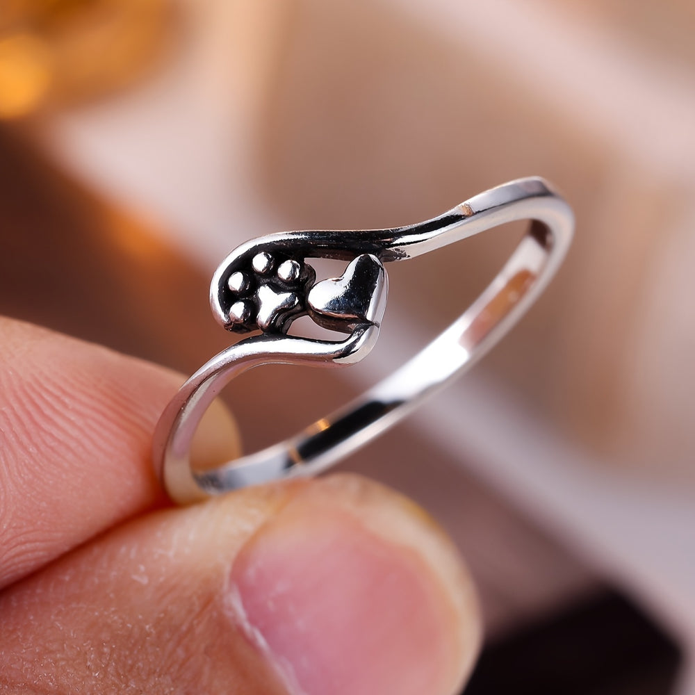 Simple Heart & Paw Ring
