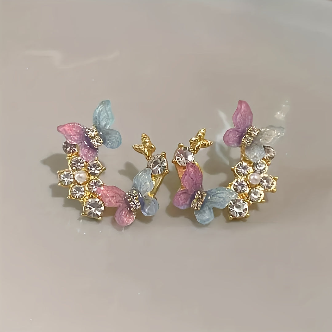 Fashionable Butterfly Rhinestones Earrings