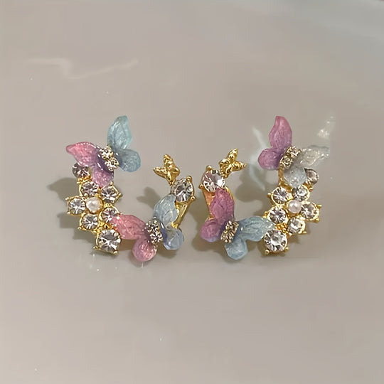 Fashionable Butterfly Rhinestones Earrings