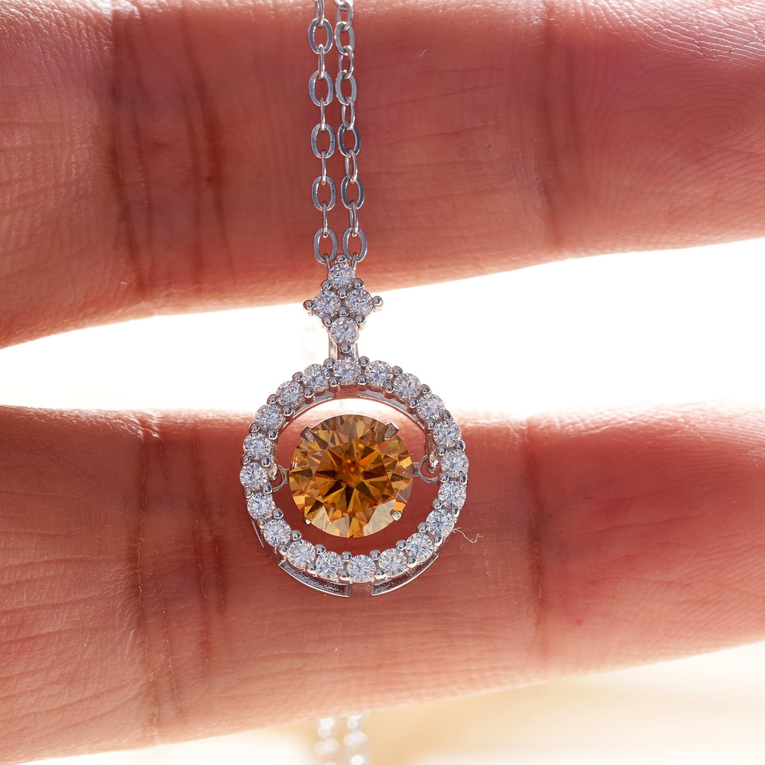 Moissanite Pendant Silver Necklace