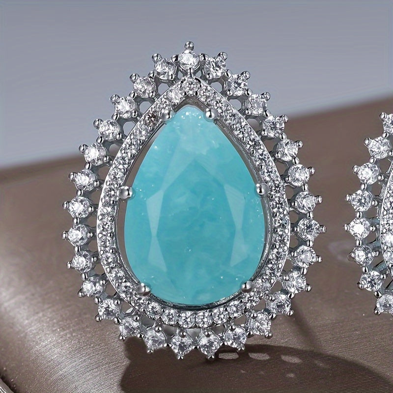 Elegant Turquoise Teardrop Stud Earrings