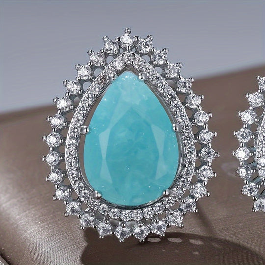 Elegant Turquoise Teardrop Stud Earrings