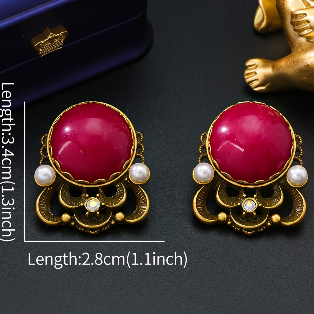 Sleek Natural Gemstone Stud Earrings