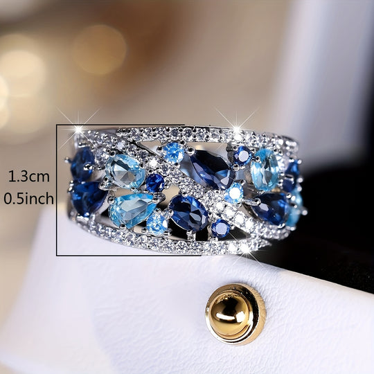 Sleek Blue Gemstone Promise Ring