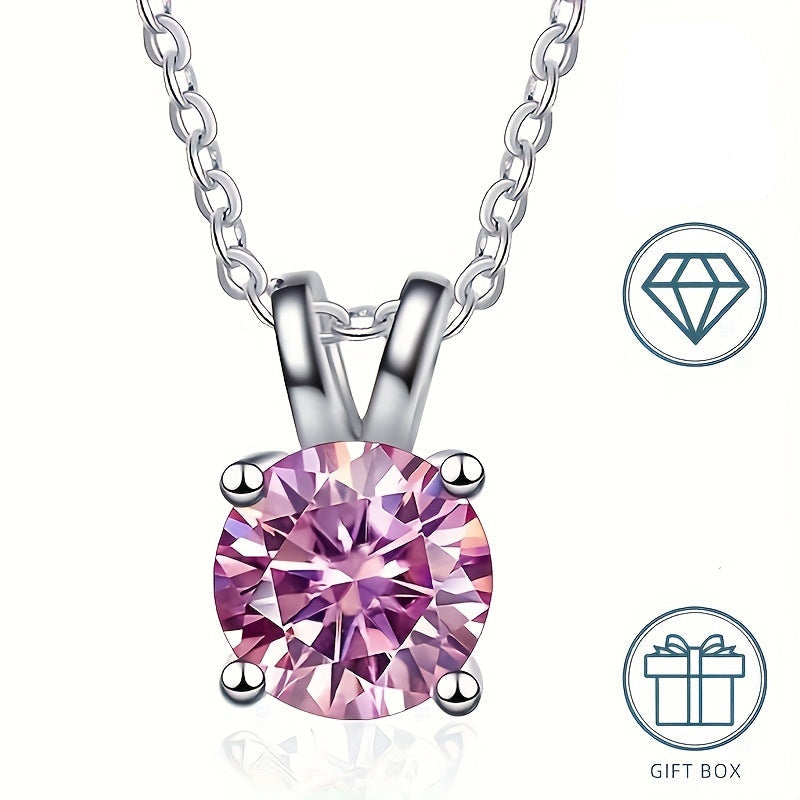 Round Cut Shiny Moissanite Pendant Necklace