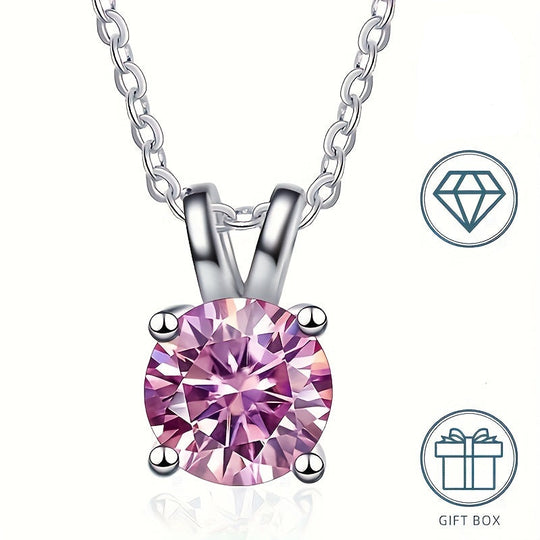 Round Cut Shiny Moissanite Pendant Necklace