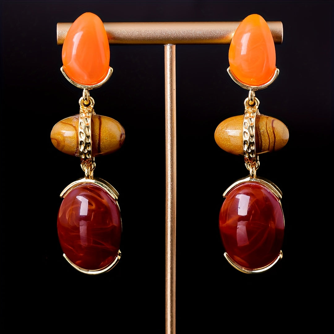 Retro Modern Oval Teardrop Earrings