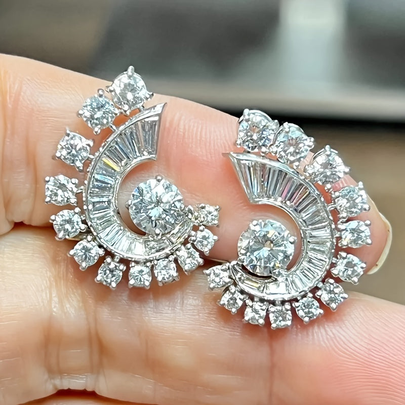 Chic Minimalist Spiral Zirconia Earrings