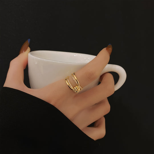 Elegant Layered Knot Zirconia Open Ring