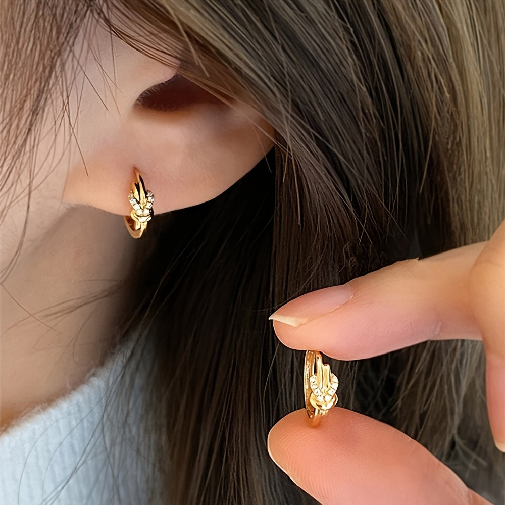 Elegant Twisted Knot Zirconia Hoop Earrings