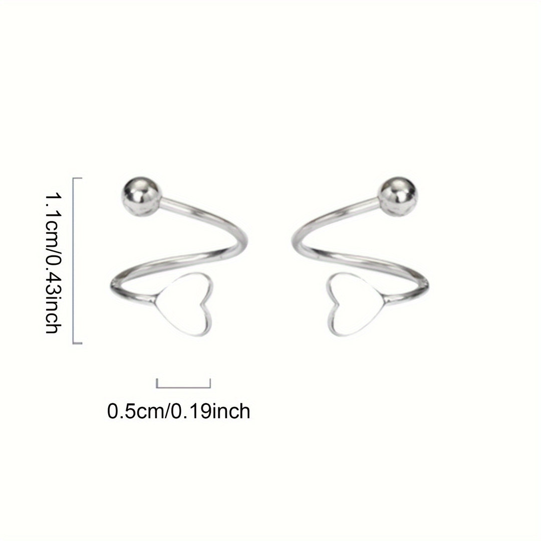 Chic Heart Screw Back Spiral Earrings