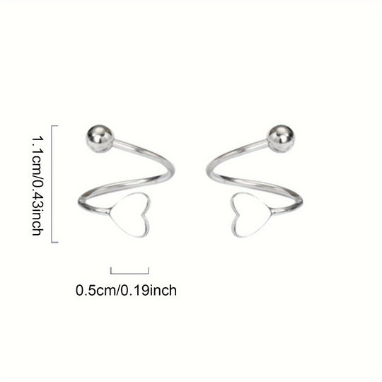 Chic Heart Screw Back Spiral Earrings