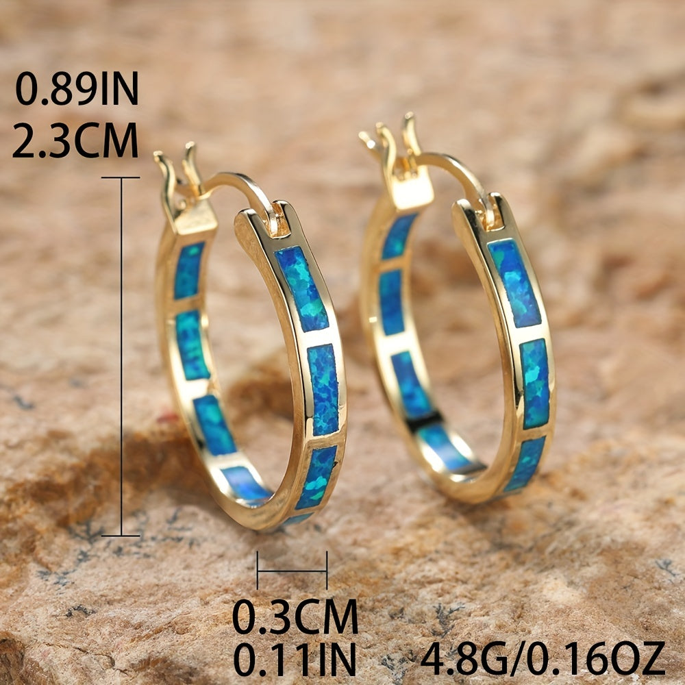 Timeless  Boho Opal Hoop Earrings