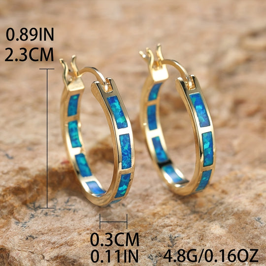 Timeless  Boho Opal Hoop Earrings