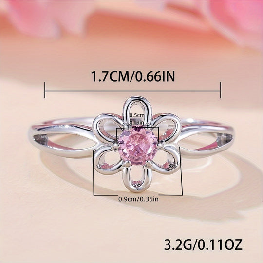 Timeless Pink Zirconia Flower Ring