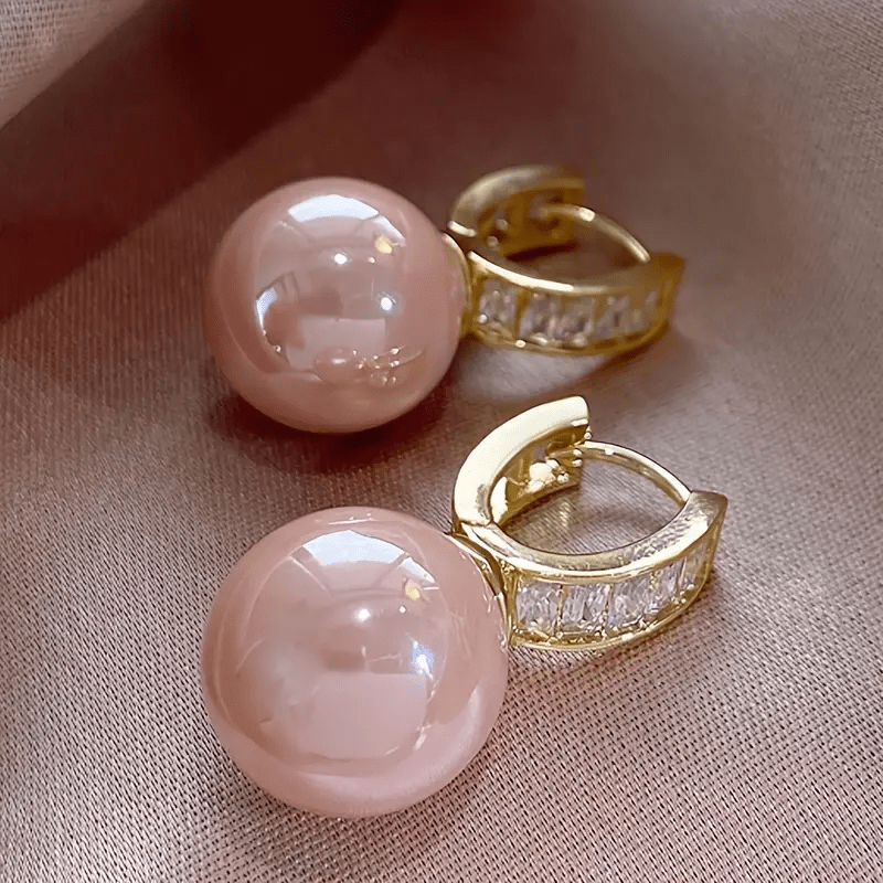 Pink Pearl Zirconia Earrings