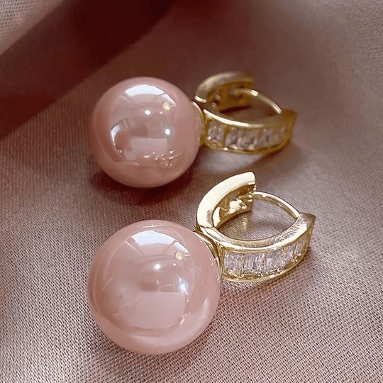 Pink Pearl Zirconia Earrings