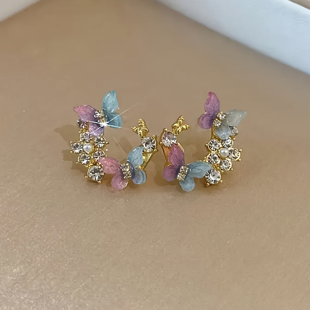 Fashionable Butterfly Rhinestones Earrings