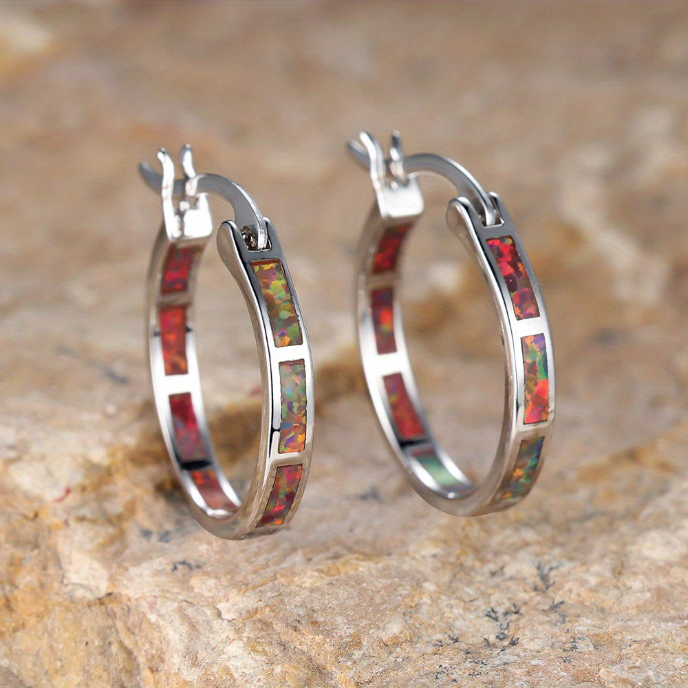 Timeless  Boho Opal Hoop Earrings