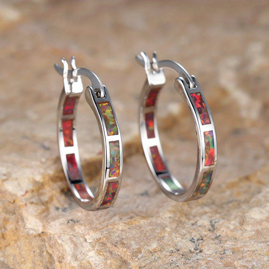 Timeless  Boho Opal Hoop Earrings