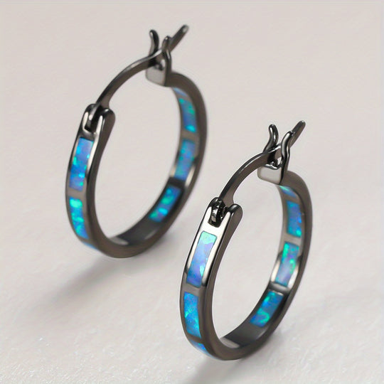 Timeless  Boho Opal Hoop Earrings