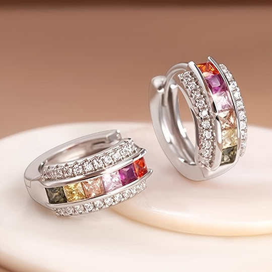 Exquisite Colorful Zirconia Small Circle Earrings