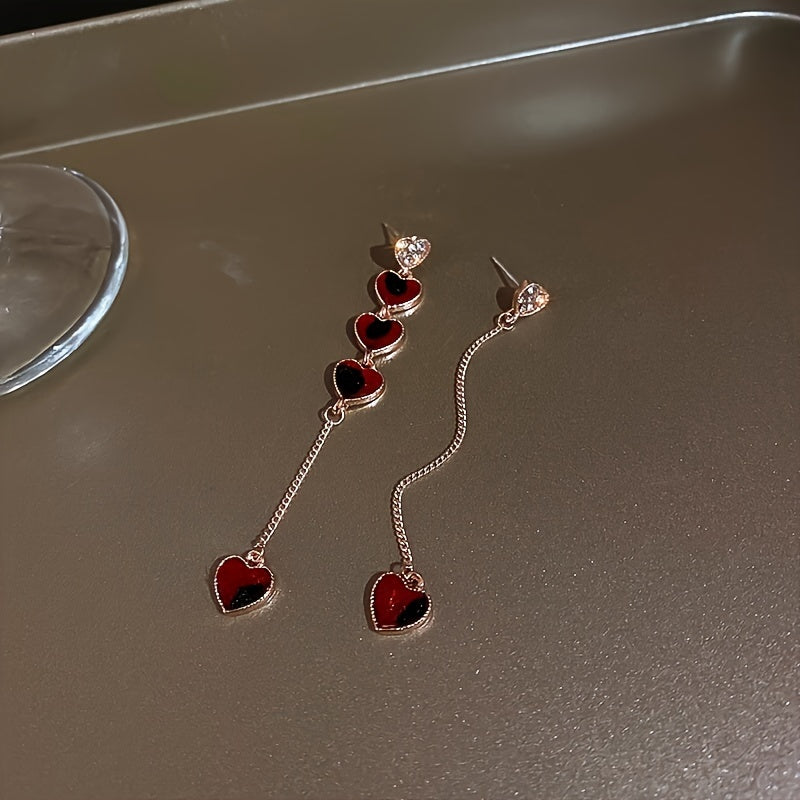 Asymmetrical Heart Chain Earrings