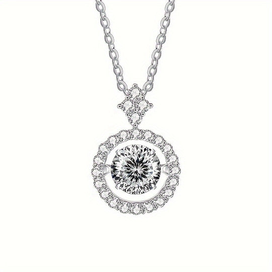 Moissanite Pendant Silver Necklace