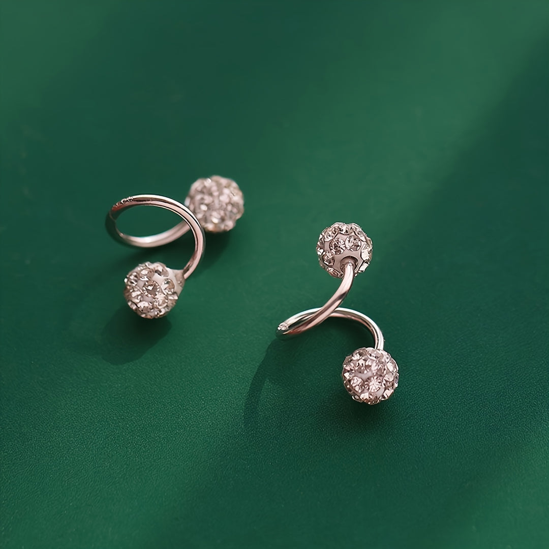 Sparkling Double Sphere Stud Earrings