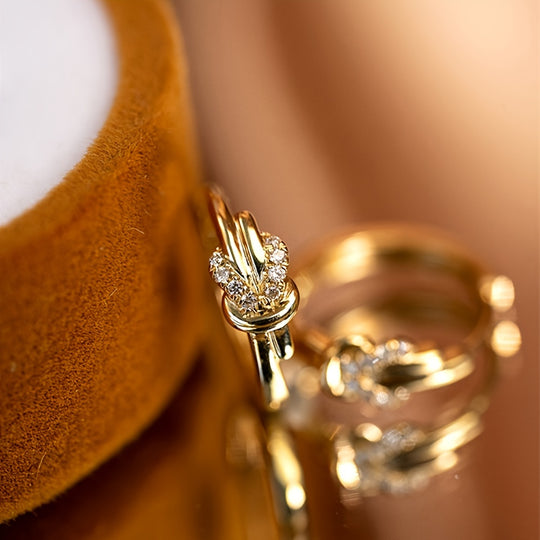 Elegant Twisted Knot Zirconia Hoop Earrings