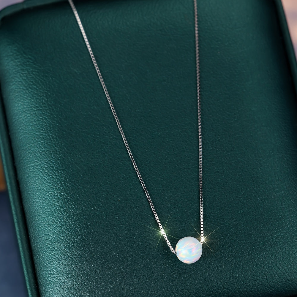 Timeless Round White Opal Necklace