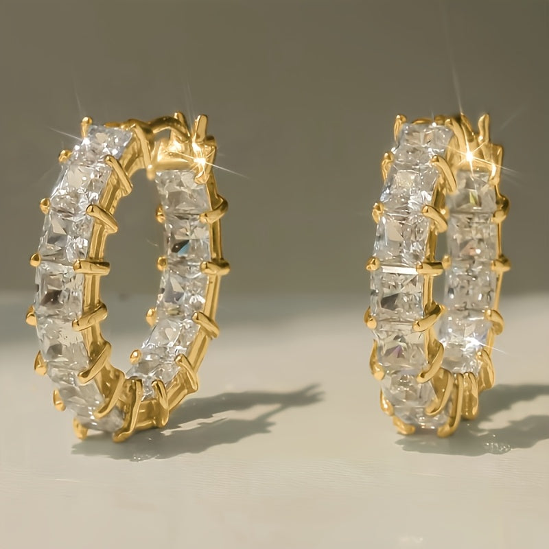 Elegant Women’s Zirconia Hoop Earrings