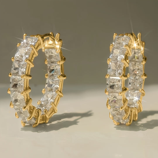 Elegant Women’s Zirconia Hoop Earrings