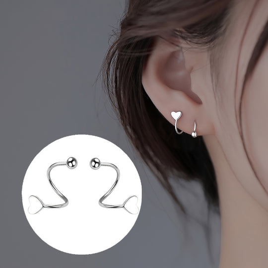 Chic Heart Screw Back Spiral Earrings