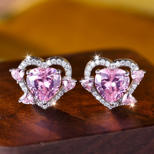 Fashionable Pink Zirconia Stud Earrings